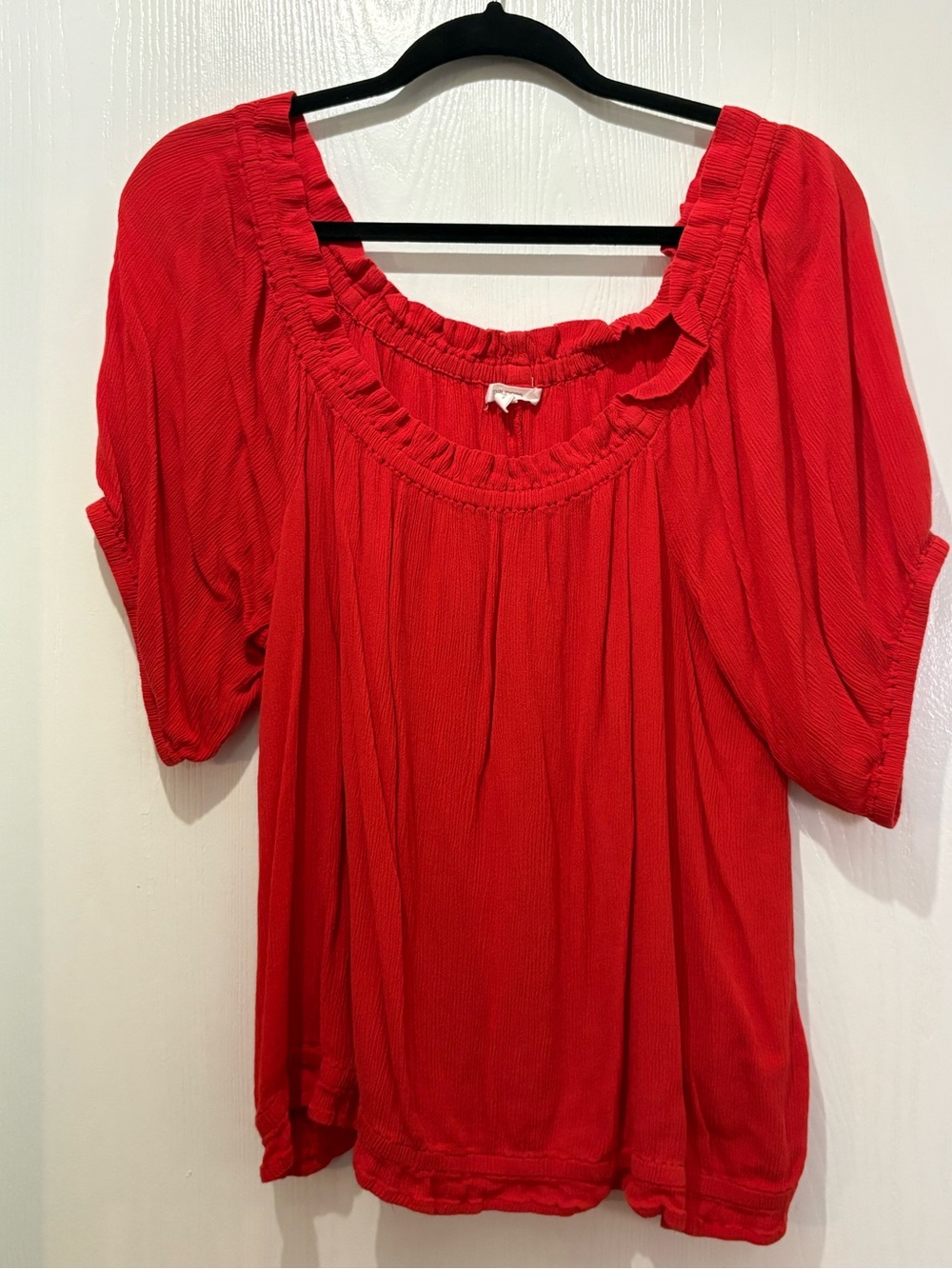 Maurices Red Peasant-Style Scoop Neck Blouse